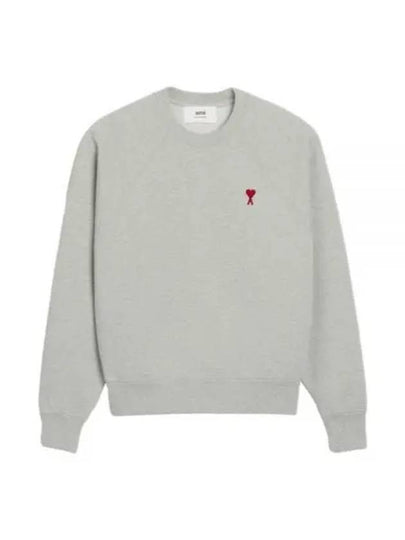 Cotton Heart Logo Sweatshirt Grey - AMI - BALAAN 2