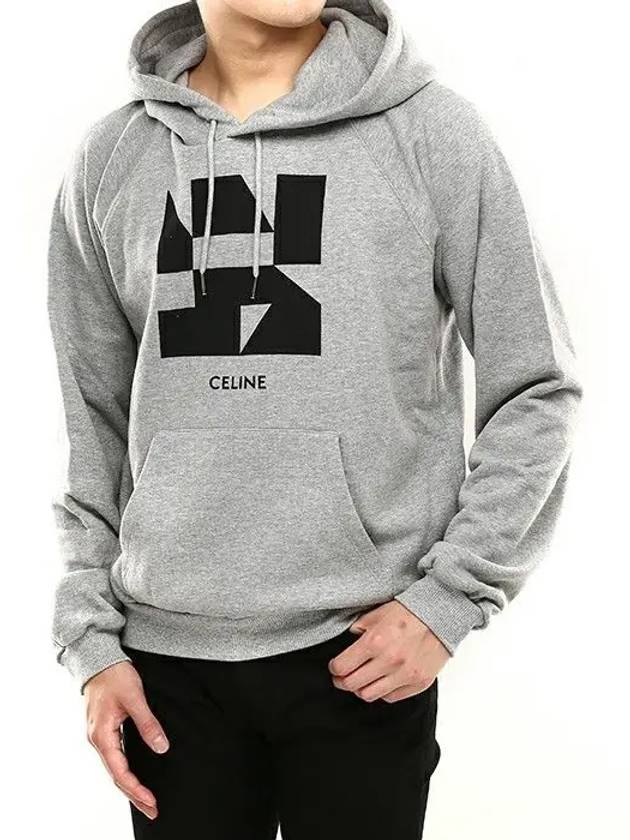 Logo Printing Gray Hooded Sweatshirt 2Y0056100G - CELINE - BALAAN 1