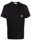 Wappen Logo Patch Pocket Short Sleeve T-Shirt Black - STONE ISLAND - BALAAN 2