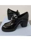 Chocolate Brushed Leather Heeled Loafers Black - PRADA - BALAAN.