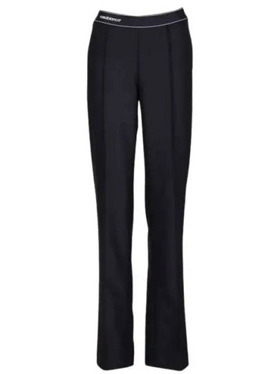 Logo Waistband Virgin Wool Straight Pants Black - MIU MIU - BALAAN 2