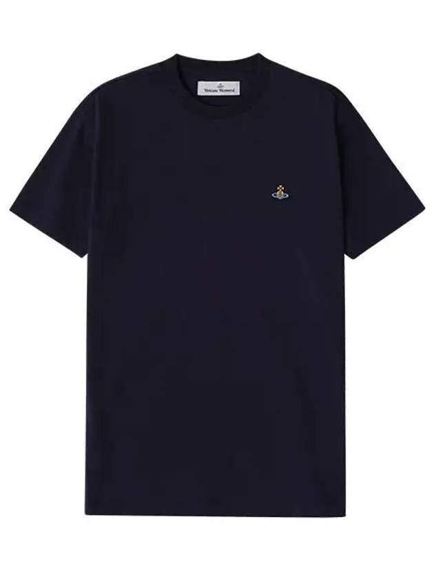 ORB Logo Cotton Short Sleeve T-Shirt Navy - VIVIENNE WESTWOOD - BALAAN 3