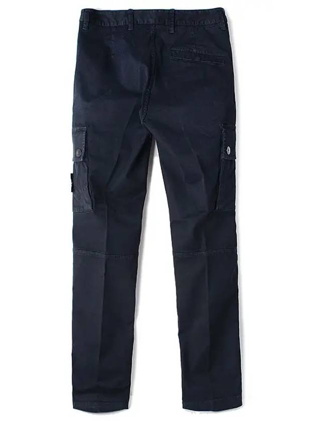 Garment Dyed Old Effect Stretch Broken Twill Cotton Cargo Pants Navy - STONE ISLAND - BALAAN 3