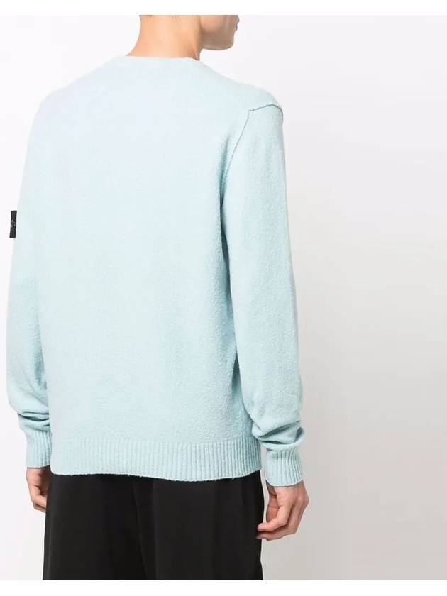 Soft Cotton Crewneck Knit Top Aqua - STONE ISLAND - BALAAN 5