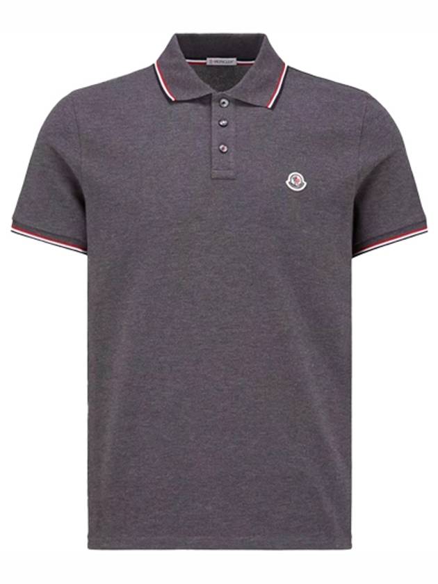 Logo Patch Short Sleeve Polo Dark Grey - MONCLER - BALAAN 2