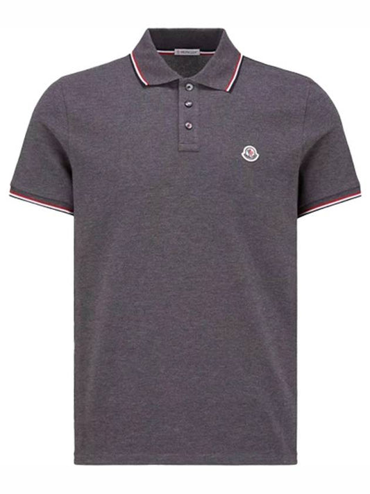 Logo Patch Short Sleeve Polo Dark Grey - MONCLER - BALAAN 2