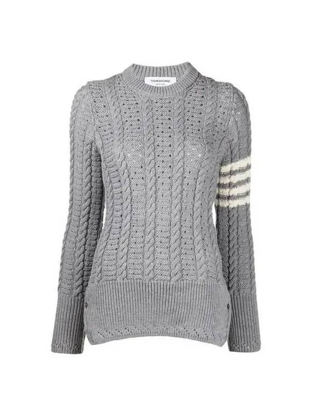 4 Bar Wool Knit Top Light Grey - THOM BROWNE - BALAAN 2