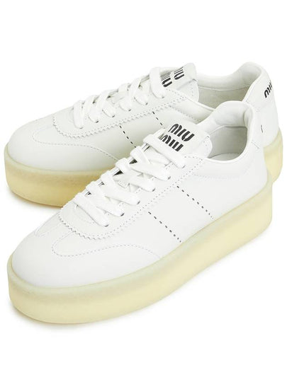 Logo Patch Lace-Up Low Top Sneakers White - MIU MIU - BALAAN 2