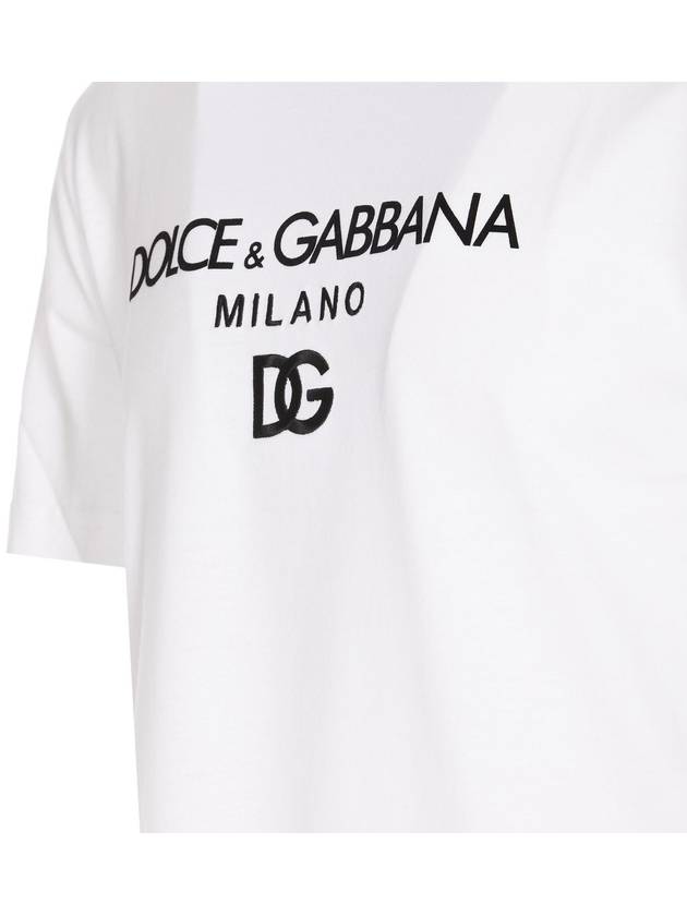 Men's Embroidered Logo Short Sleeve T-Shirt White - DOLCE&GABBANA - BALAAN 4