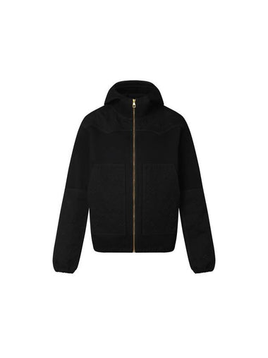 Monogram Detail Hooded Denim Jacket Black - LOUIS VUITTON - BALAAN 1