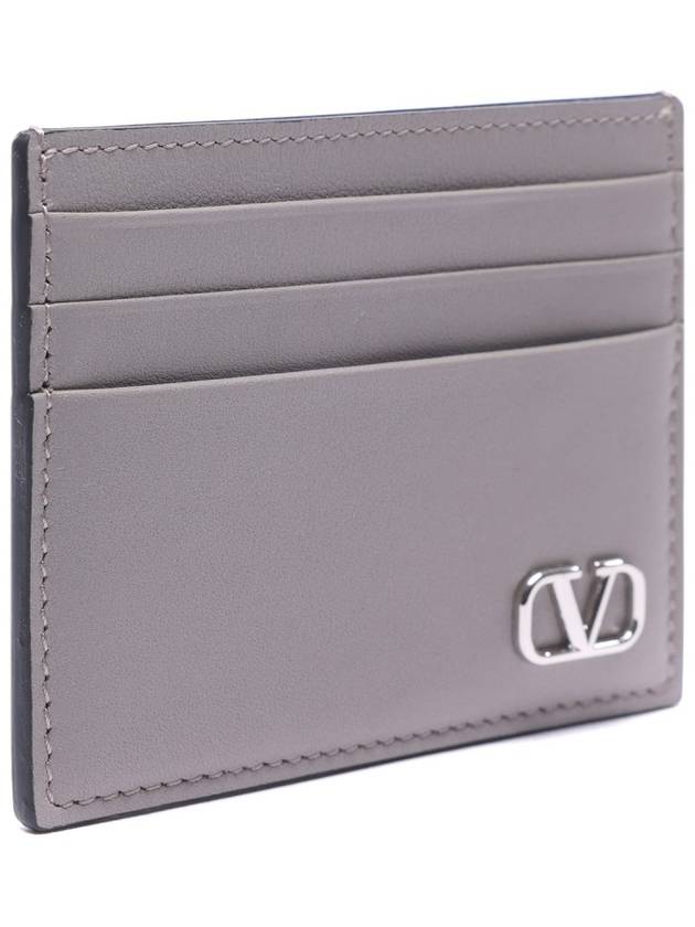 V Logo Signature Card Wallet Grey - VALENTINO - BALAAN 4