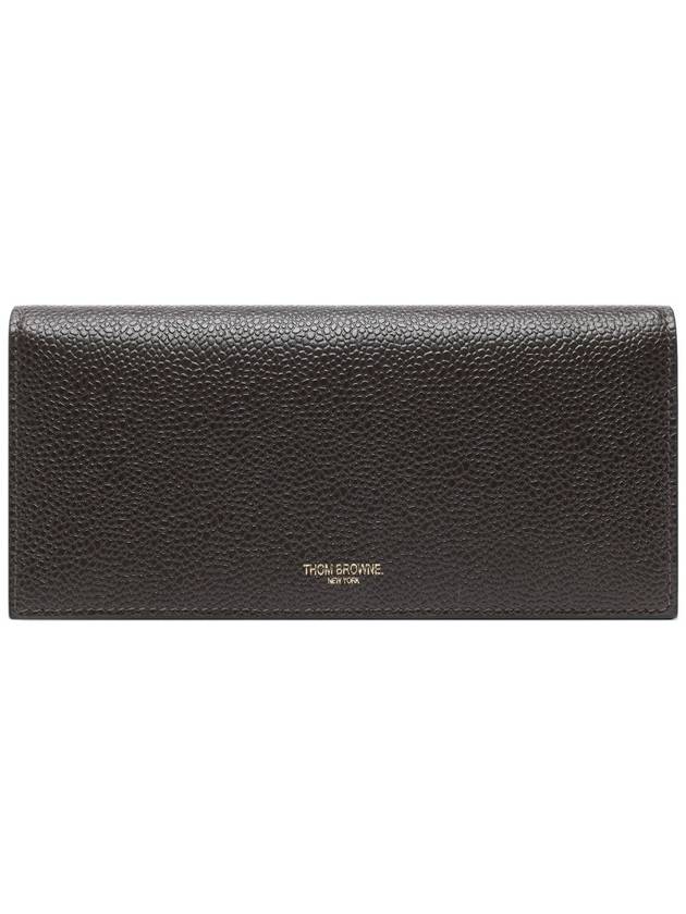 Men's Logo Pebble Grain Leather Long Wallet Brown - THOM BROWNE - BALAAN 2