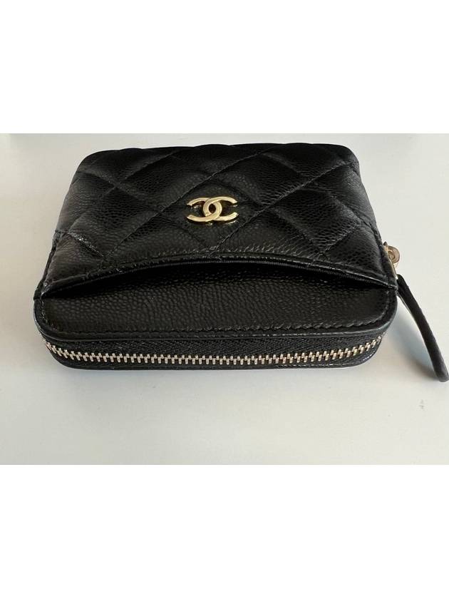 Classic zipper card wallet black caviar coin purse champagne gold AP2061 - CHANEL - BALAAN 6