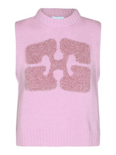 Graphic Wool Mix Vest Knit Top Fragrant Lilac - GANNI - BALAAN 2