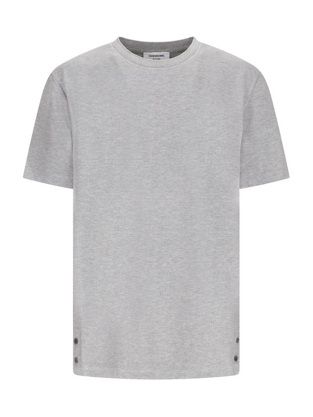 Men's Center Back Striped Short Sleeve T-Shirt Light Grey - THOM BROWNE - BALAAN 2