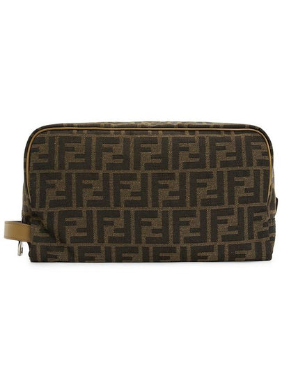 Jacquard Fabric Toiletry Case Clutch Brown - FENDI - BALAAN 2