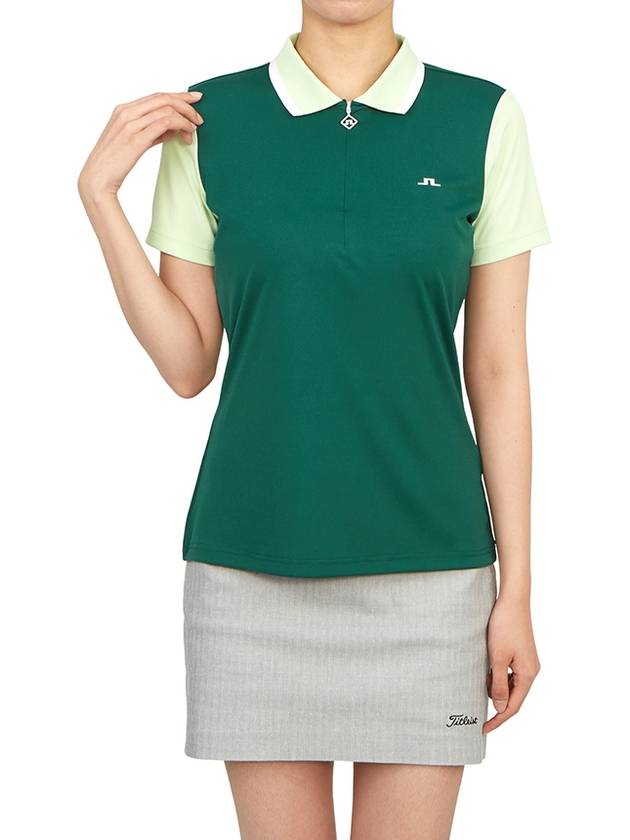 Women's Antonia Short Sleeve Polo Shirt Rain Forest - J.LINDEBERG - BALAAN 6