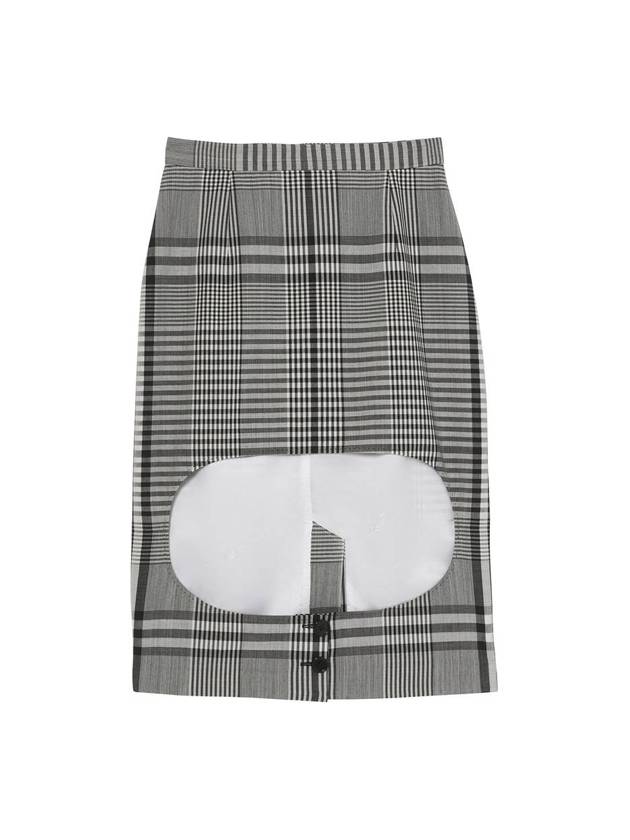 Check Technical See-through Unbalanced Skirt Black - BURBERRY - BALAAN 1