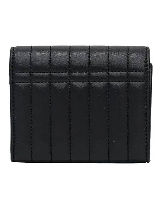 Lola Folding Small Quilted Leather Card Wallet Black Palladium - BURBERRY - BALAAN 4