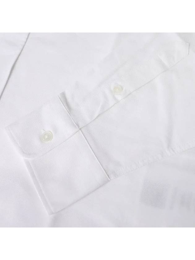 Button Down Boxy Fit Oxford Long Sleeve Shirt Natural White - AMI - BALAAN 4