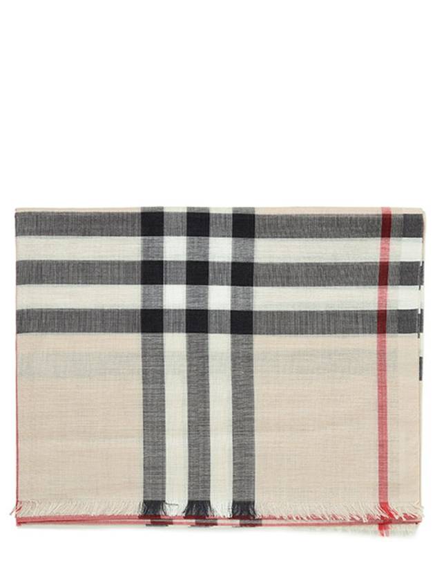 Check Wool Silk Blend Scarf Beige - BURBERRY - BALAAN 2