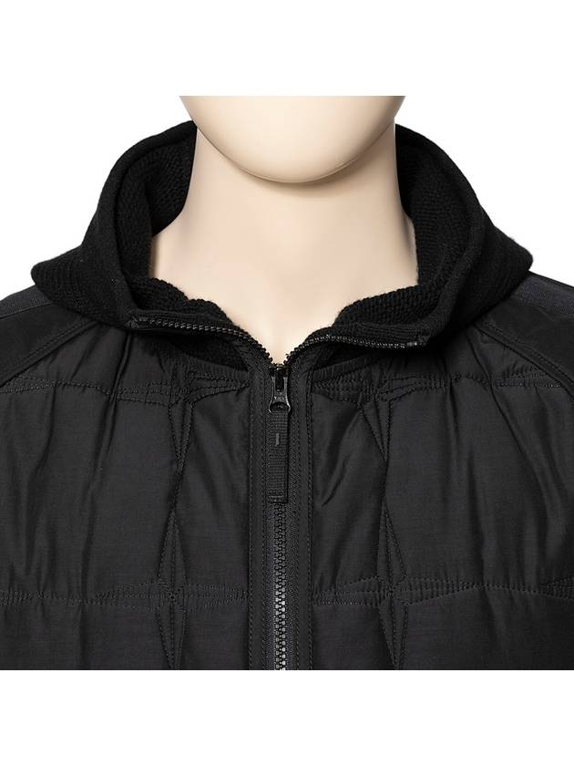 Wappen Patch Quilted Cupro Cotton Zip Up Hoodie Black - STONE ISLAND - BALAAN 5