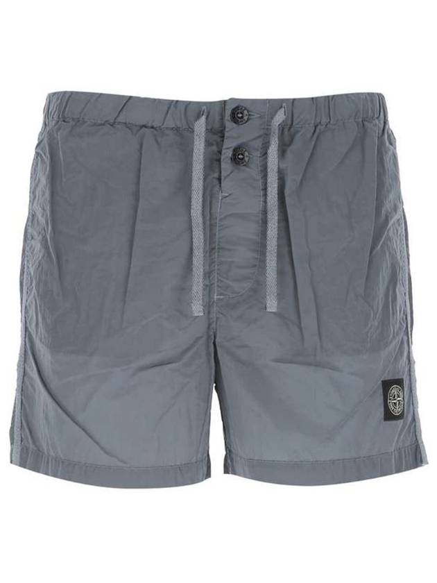 Logo Patch Nylon Metal Swim Shorts Blue Gray - STONE ISLAND - BALAAN.