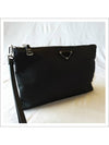 Re-Nylon and Saffiano Leather Clutch Bag Black - PRADA - BALAAN 4