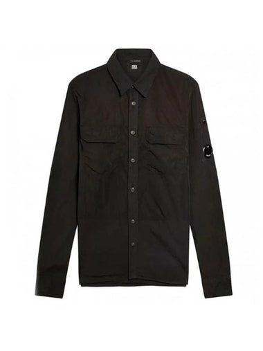 Linen Pocket Long Sleeve Shirt Black - CP COMPANY - BALAAN 1