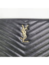 Matelasse Monogram Logo Strap Clutch Bag Black - SAINT LAURENT - BALAAN 4