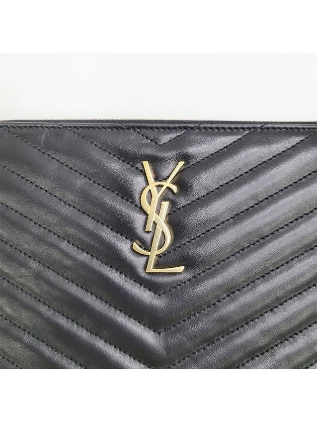 Matelasse Monogram Logo Strap Clutch Bag Black - SAINT LAURENT - BALAAN 4