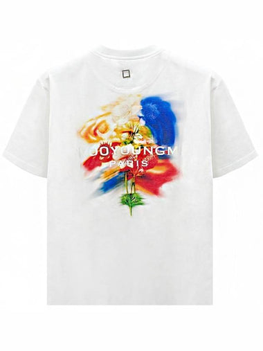 Swaying Flower Bag Logo Short Sleeve T-Shirt White - WOOYOUNGMI - BALAAN 1