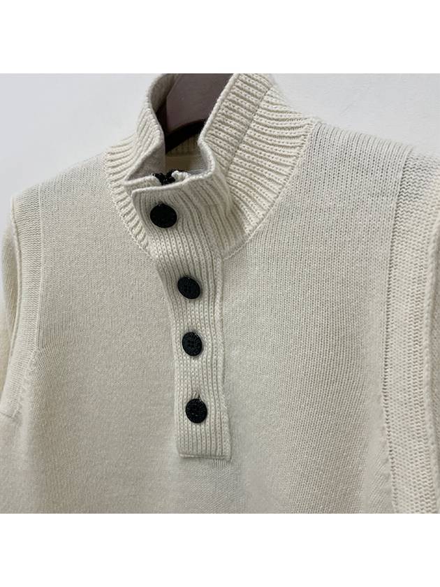 Wappen Patch Button Knit Top White - STONE ISLAND - BALAAN 5