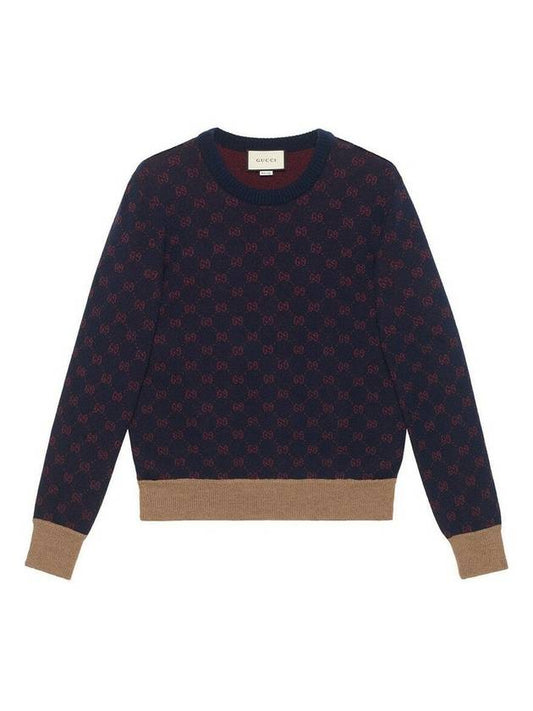 GG Jacquard Knit Top Navy - GUCCI - BALAAN 1