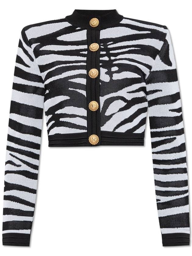 Balmain Cardigan With Animal Print, Women's, Black - BALMAIN - BALAAN 1