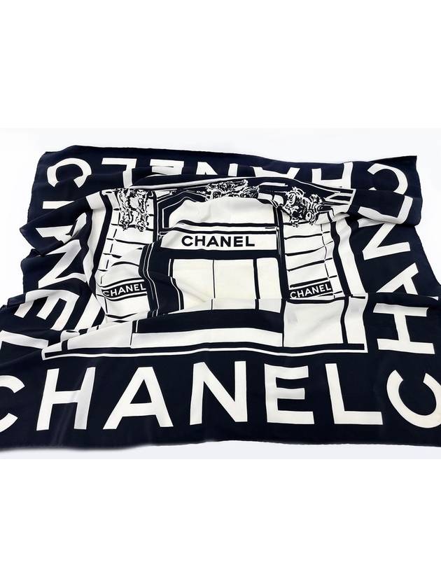 Logo Print White Black Scarf 4VCHF24679 - CHANEL - BALAAN 4