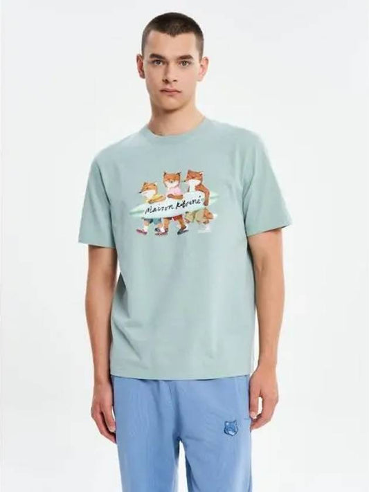 Men s Surfing Fox Comfort T Shirt Light Blue Domestic Product - MAISON KITSUNE - BALAAN 1