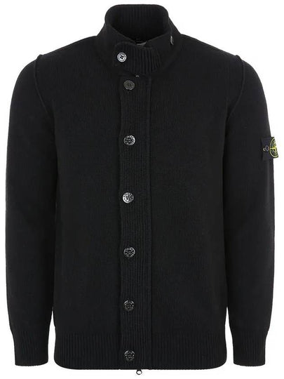 Wappen High Neck Button Up Wool Cardigan Black - STONE ISLAND - BALAAN 2