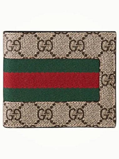 GG Supreme Web Half Wallet Beige - GUCCI - BALAAN 1