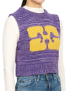 Logo Graphic Cropped Wool Vest Purple - GANNI - BALAAN 4