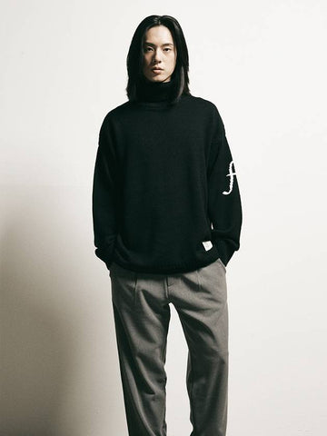 F Logo Wool Turtleneck Black - FFEFF STUDIO - BALAAN 1