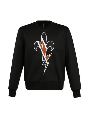 Men's Thunder Embroidery Sweatshirt Black - NEIL BARRETT - BALAAN 1