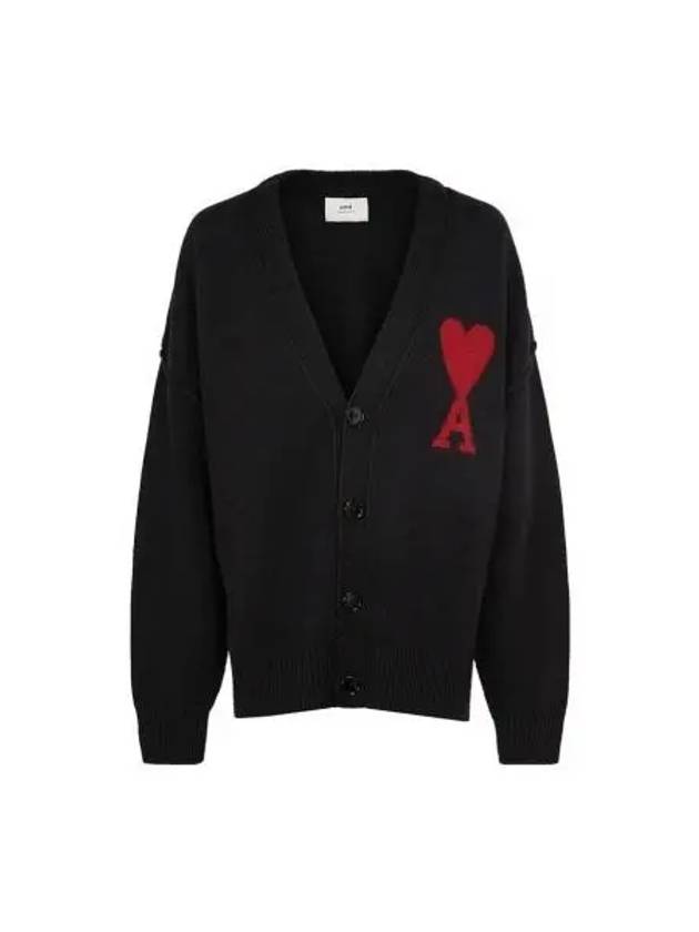 De Coeur Logo Wool Cardigan Black - AMI - BALAAN 2