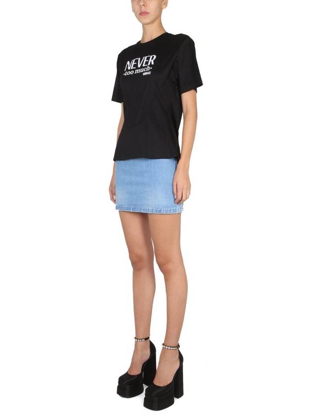 Denim Mini H-Line Skirt - VERSACE - BALAAN 3