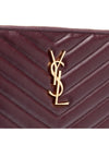 Matelasse Monogram Logo Strap Clutch Bag Burgundy - SAINT LAURENT - BALAAN 5