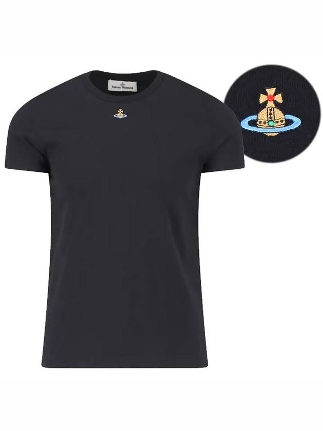 Embroided ORB Peru Short Sleeve T-Shirt Black - VIVIENNE WESTWOOD - BALAAN 2