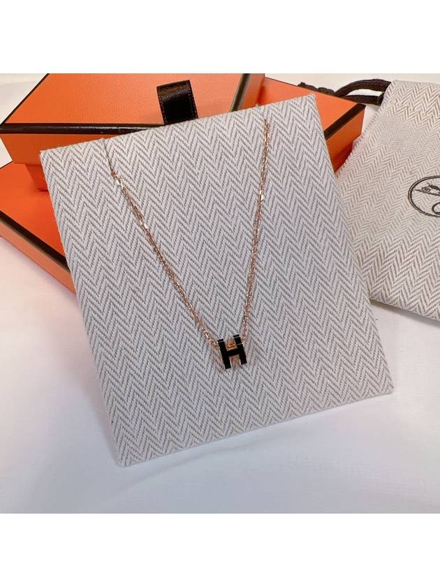 Mini Pop H Pendant Rose Gold & Noir - HERMES - BALAAN 11