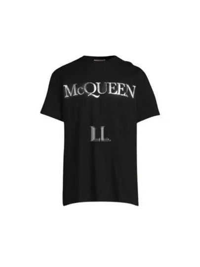 Spray Foil Print Short Sleeve T-Shirt Black - ALEXANDER MCQUEEN - BALAAN 2