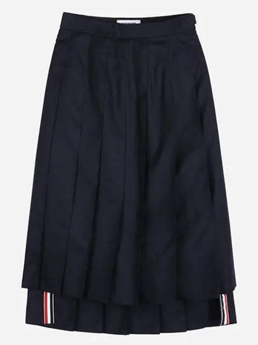 Super 120S Twill Below Knee Pleated Skirt Navy - THOM BROWNE - BALAAN 2