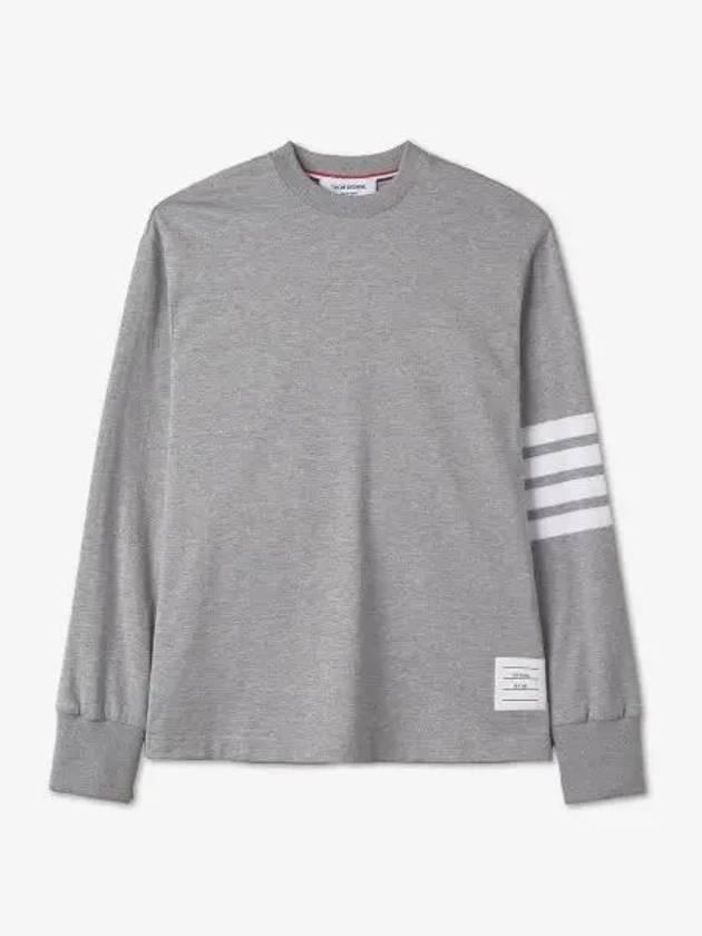 Engineered 4 Bar Medium Weight Jersey Oversized Long Sleeved T-Shirt Light Grey - THOM BROWNE - BALAAN 2